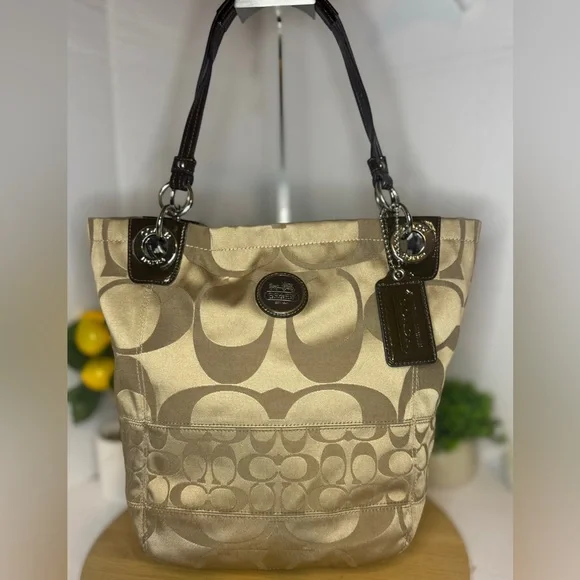 Coach Signature Alex Sateen Tote Bag D1249-20864M EUC - Picture 1 of 11